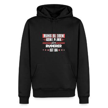 Ruhig bleiben ich bin Ruderer - Männer Premium Bio Hoodie - Schwarz - Vorne - Nico (187cm)