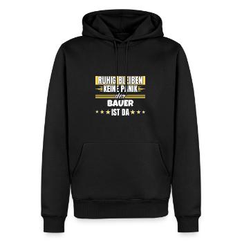 Ruhig bleiben ich bin Bauer - Männer Premium Bio Hoodie - Schwarz - Vorne - Nico (187cm)