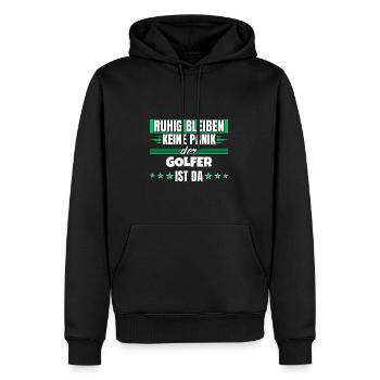 Ruhig bleiben ich bin Golfer - Männer Premium Bio Hoodie - Schwarz - Vorne - Nico (187cm)