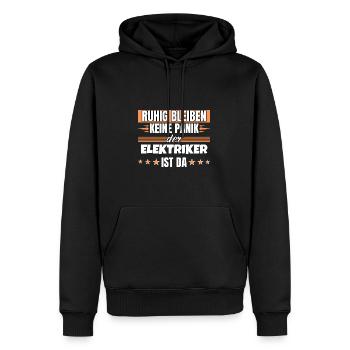 Ruhig bleiben ich bin Elektriker - Männer Premium Bio Hoodie - Schwarz - Vorne - Nico (187cm)
