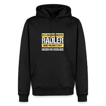 Resistenter Radler - Männer Premium Bio Hoodie - Schwarz - Vorne - Nico (187cm)