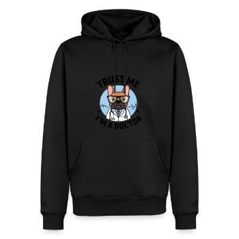 Croyez-moi, je suis un docteur bouledogue français - Sweat à capuche Premium bio Homme - noir - Devant - Nico (187cm)