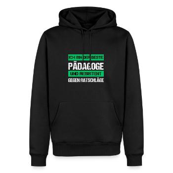 Éducateur résistant - Sweat à capuche Premium bio Homme - noir - Devant - Nico (187cm)