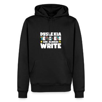 Dyslexie enseignante | Cadeau scolaire dyslexique - Sweat à capuche Premium bio Homme - noir - Devant - Nico (187cm)