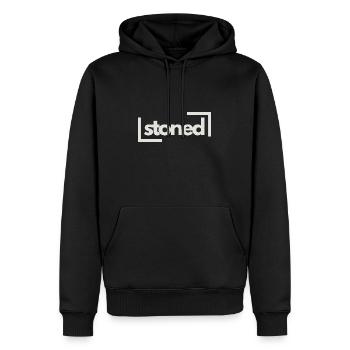stoned - Männer Premium Bio Hoodie - Schwarz - Vorne - Nico (187cm)