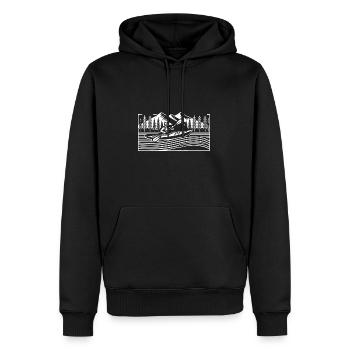 Aventure en kayak - Sweat à capuche Premium bio Homme - noir - Devant - Nico (187cm)