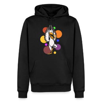 Yoga Pelikan - Männer Premium Bio Hoodie - Schwarz - Vorne - Nico (187cm)