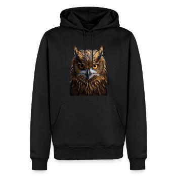 Eule - Männer Premium Bio Hoodie - Schwarz - Vorne - Nico (187cm)