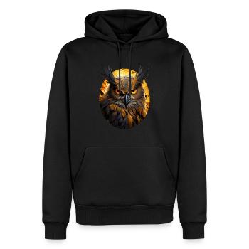Eule - Männer Premium Bio Hoodie - Schwarz - Vorne - Nico (187cm)