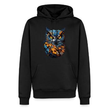 Eule - Männer Premium Bio Hoodie - Schwarz - Vorne - Nico (187cm)
