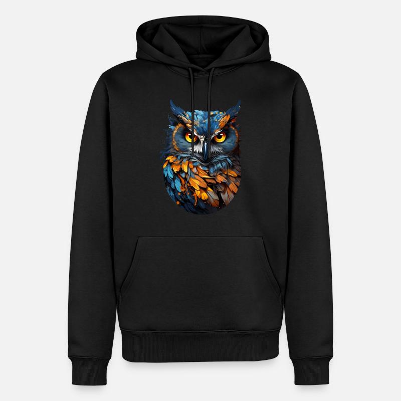 Eule - Männer Premium Bio Hoodie - Schwarz