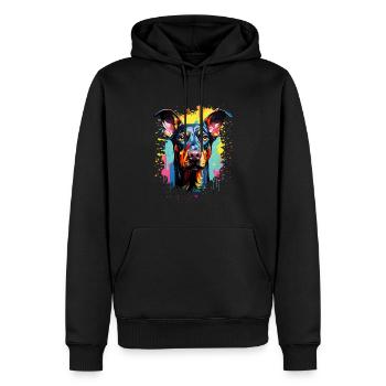 Doberman Colorful - Männer Premium Bio Hoodie - Schwarz - Vorne - Nico (187cm)