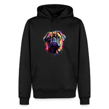 Pug Colorful - Men’s Premium Organic Hoodie - black - Front - Nico (187cm)