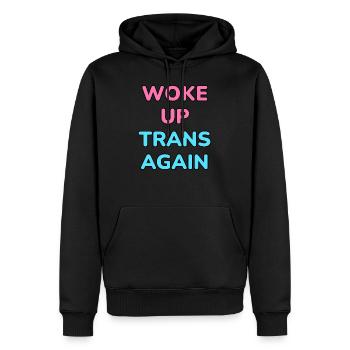 Je me suis réveillé trans à nouveau - fierté trans - Sweat à capuche Premium bio Homme - noir - Devant - Nico (187cm)