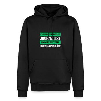Journaliste résistant - Sweat à capuche Premium bio Homme - noir - Devant - Nico (187cm)