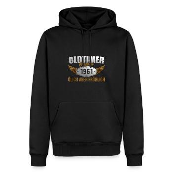 Oldtimer 1961 Geboren Geschenk Geburtstag - Männer Premium Bio Hoodie - Schwarz - Vorne - Nico (187cm)