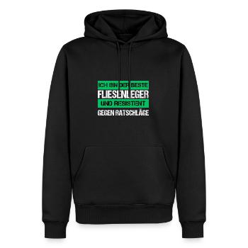 Carreleur résistant - Sweat à capuche Premium bio Homme - noir - Devant - Nico (187cm)