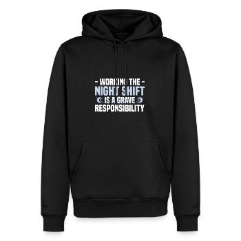 Nachtschicht - Männer Premium Bio Hoodie - Schwarz - Vorne - Nico (187cm)