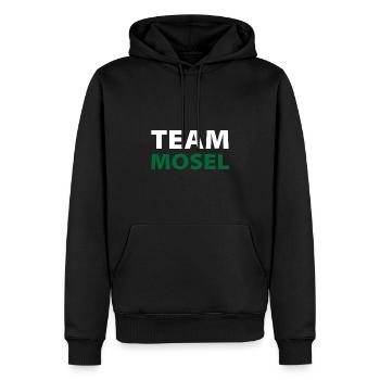 Team Mosel weiß/grün - Männer Premium Bio Hoodie - Schwarz - Vorne - Nico (187cm)