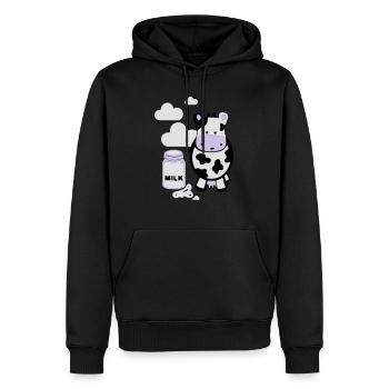 kuh milk - Sweat à capuche Premium bio Homme - noir - Devant - Nico (187cm)