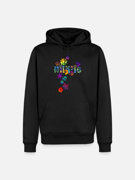 HIPPIE - Sweat à capuche Premium bio Homme - noir