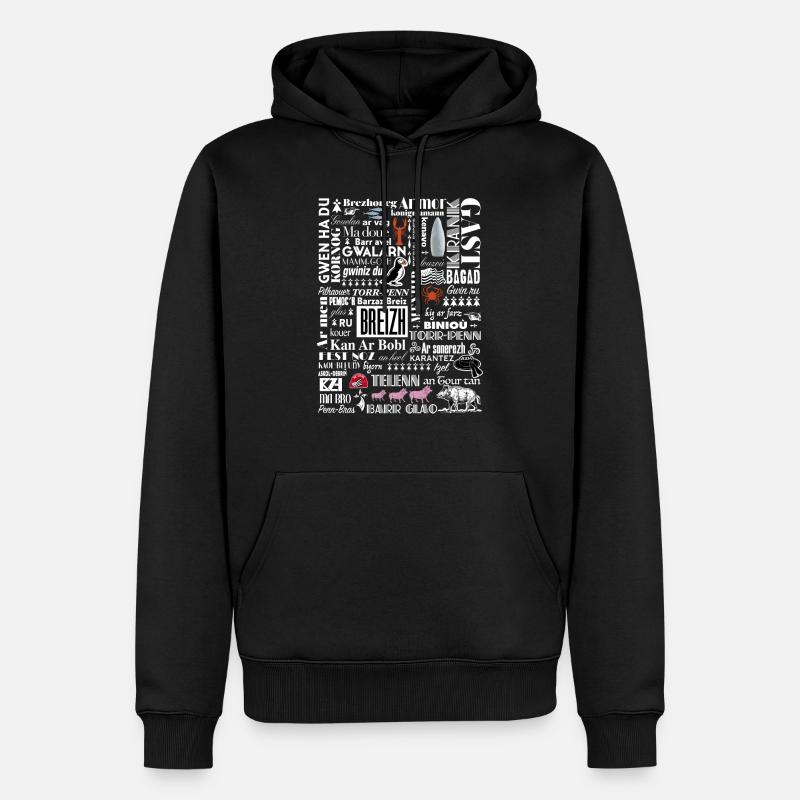 LES MOTS DE LA BRETAGNE - Breizh - BZH - 3 - Sweat à capuche Premium bio Homme - noir