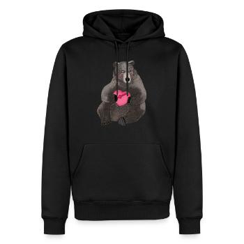 Valentine bear - Men’s Premium Organic Hoodie - black - Front - Nico (187cm)