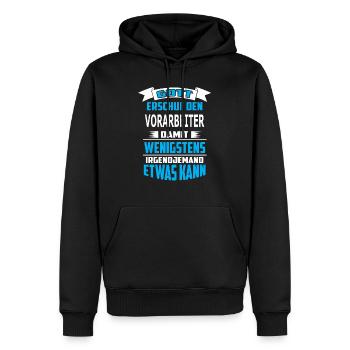 VORARBEITER - Männer Premium Bio Hoodie - Schwarz - Vorne - Nico (187cm)