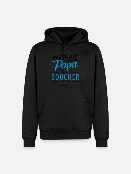 Papa boucher - Sweat à capuche Premium bio Homme - noir