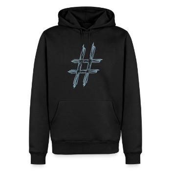 hashtag # - Männer Premium Bio Hoodie - Schwarz - Vorne - Nico (187cm)