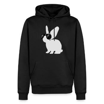 Hase mit Brille - Männer Premium Bio Hoodie - Schwarz - Vorne - Nico (187cm)