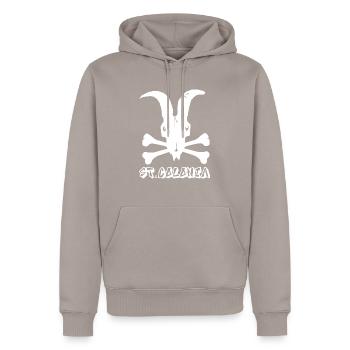 St. Colonia - Männer Premium Bio Hoodie - Taupe - Vorne - Nico (187cm)
