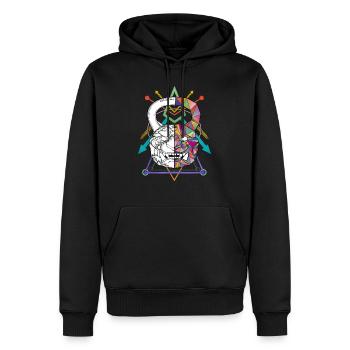 MysticTigerbell Kettlebell Paleofitness Geometric - Männer Premium Bio Hoodie - Schwarz - Vorne - Nico (187cm)