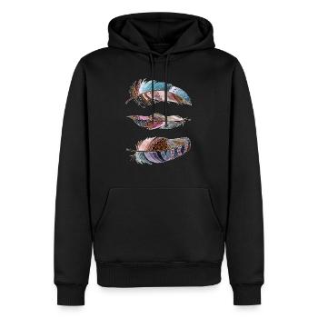 Feder - Männer Premium Bio Hoodie - Schwarz - Vorne - Nico (187cm)
