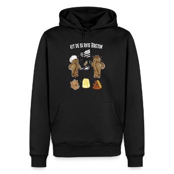 kit de survie breton - Sweat à capuche Premium bio Homme - noir - Devant - Nico (187cm)