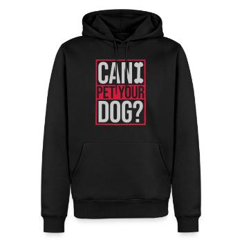 Caressez votre chien en disant - Sweat à capuche Premium bio Homme - noir - Devant - Nico (187cm)