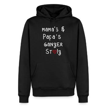 mama papa Eltern stolz Kinder babys Schrift - Männer Premium Bio Hoodie - Schwarz - Vorne - Nico (187cm)