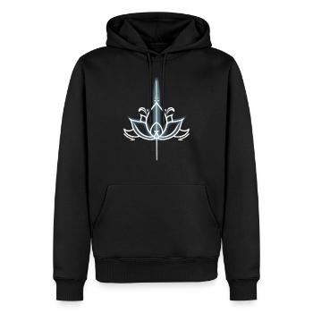 Lotus Minimalist - Men’s Premium Organic Hoodie - black - Front - Nico (187cm)