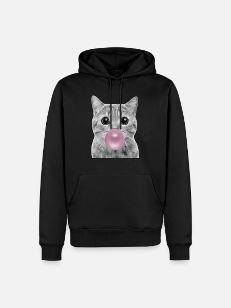 Bubble Cat - Men’s Premium Organic Hoodie - black