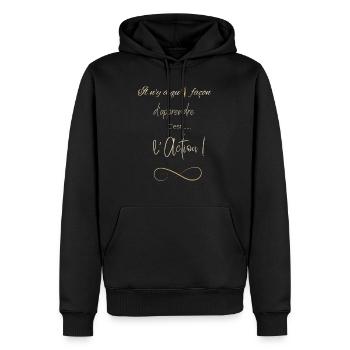 action 2 - Sweat à capuche Premium bio Homme - noir - Devant - Nico (187cm)