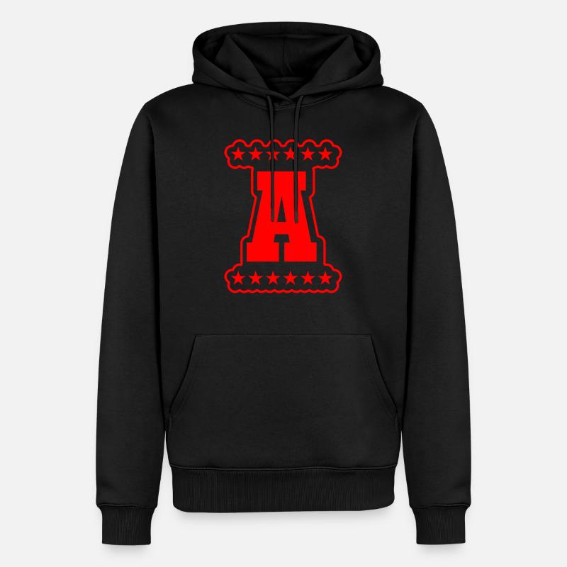 A avec étoiles - Sweat à capuche Premium bio Homme - noir