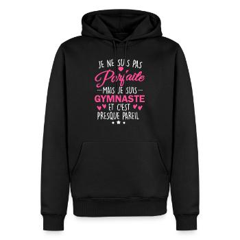 pas parfaite mais gymnaste / humour gymnaste - Sweat à capuche Premium bio Homme - noir - Devant - Nico (187cm)