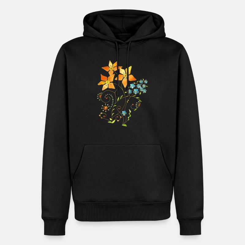 Fleur - Sweat à capuche Premium bio Homme - noir