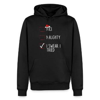 Gentil coquin je jure que j’ai essayé - Sweat à capuche Premium bio Homme - noir - Devant - Nico (187cm)