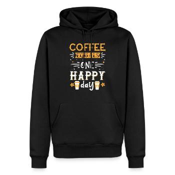 Le café équivaut à un jour heureux - Sweat à capuche Premium bio Homme - noir - Devant - Nico (187cm)