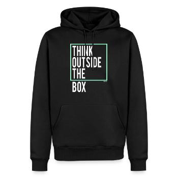 Think outside the Box - Männer Premium Bio Hoodie - Schwarz - Vorne - Nico (187cm)