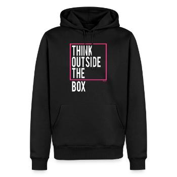Think outside the Box - Männer Premium Bio Hoodie - Schwarz - Vorne - Nico (187cm)