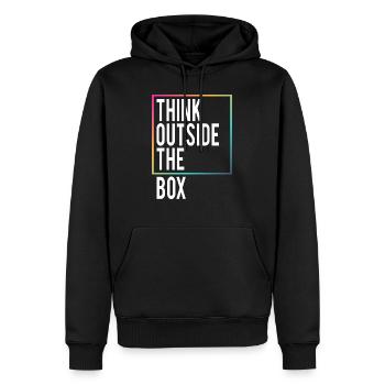 Think outside the Box - Men’s Premium Organic Hoodie - black - Front - Nico (187cm)
