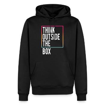 Think outside the Box - Men’s Premium Organic Hoodie - black - Front - Nico (187cm)