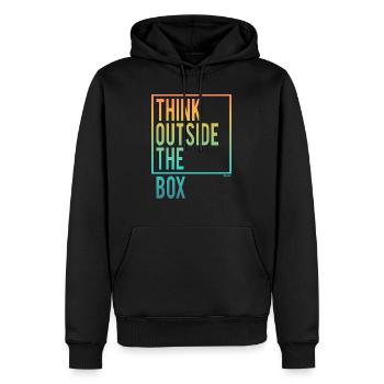 Think outside the Box - Männer Premium Bio Hoodie - Schwarz - Vorne - Nico (187cm)